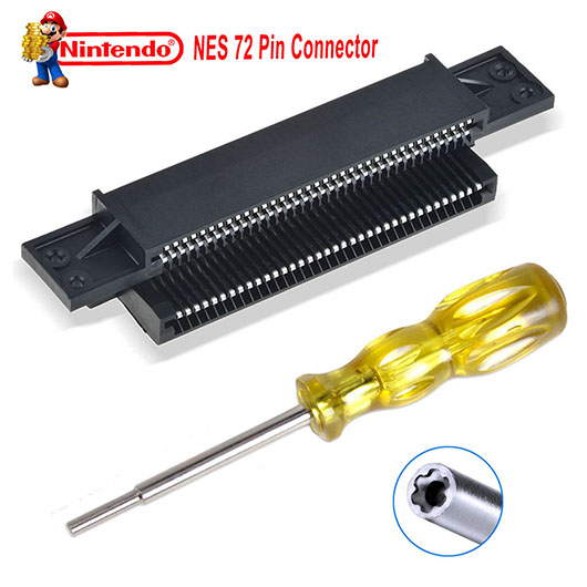 72 Pin Replacement Connector+3.8mm Screwdriver Bit for Nintendo NES 8