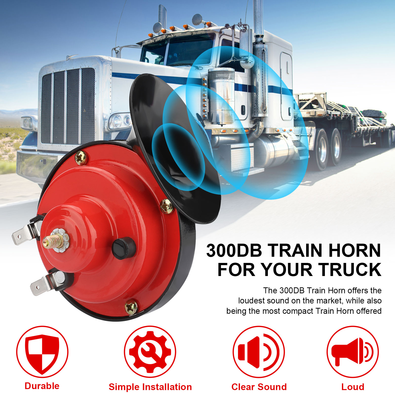 12V 300DB Loud Train Horn Waterproof for Motorcycles Car Truck SUV Boat