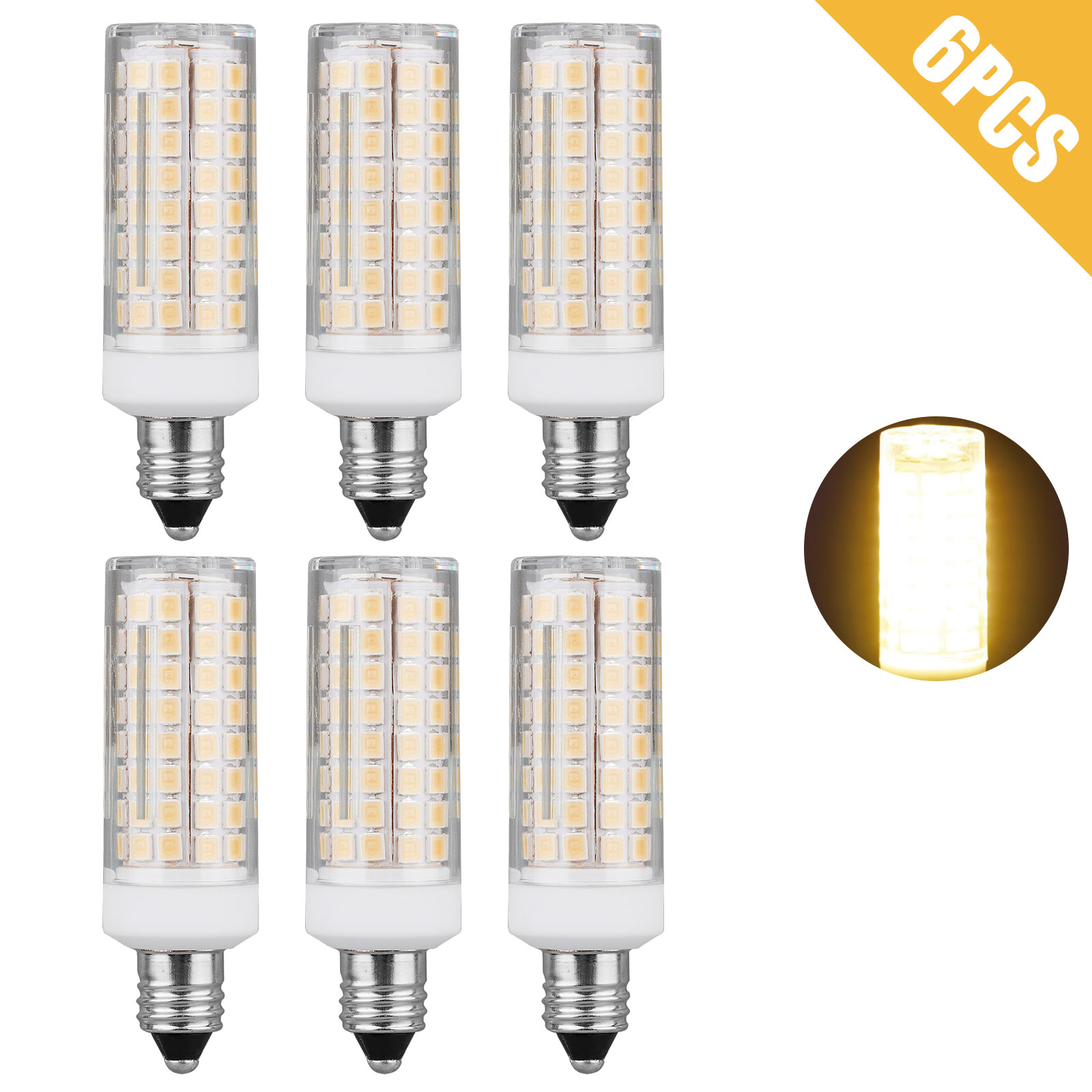 9W E12 LED Corn Bulb Light 6000K Candelabra Ceiling Fan Daylight Ceramics Lamp - Picture 13 of 19