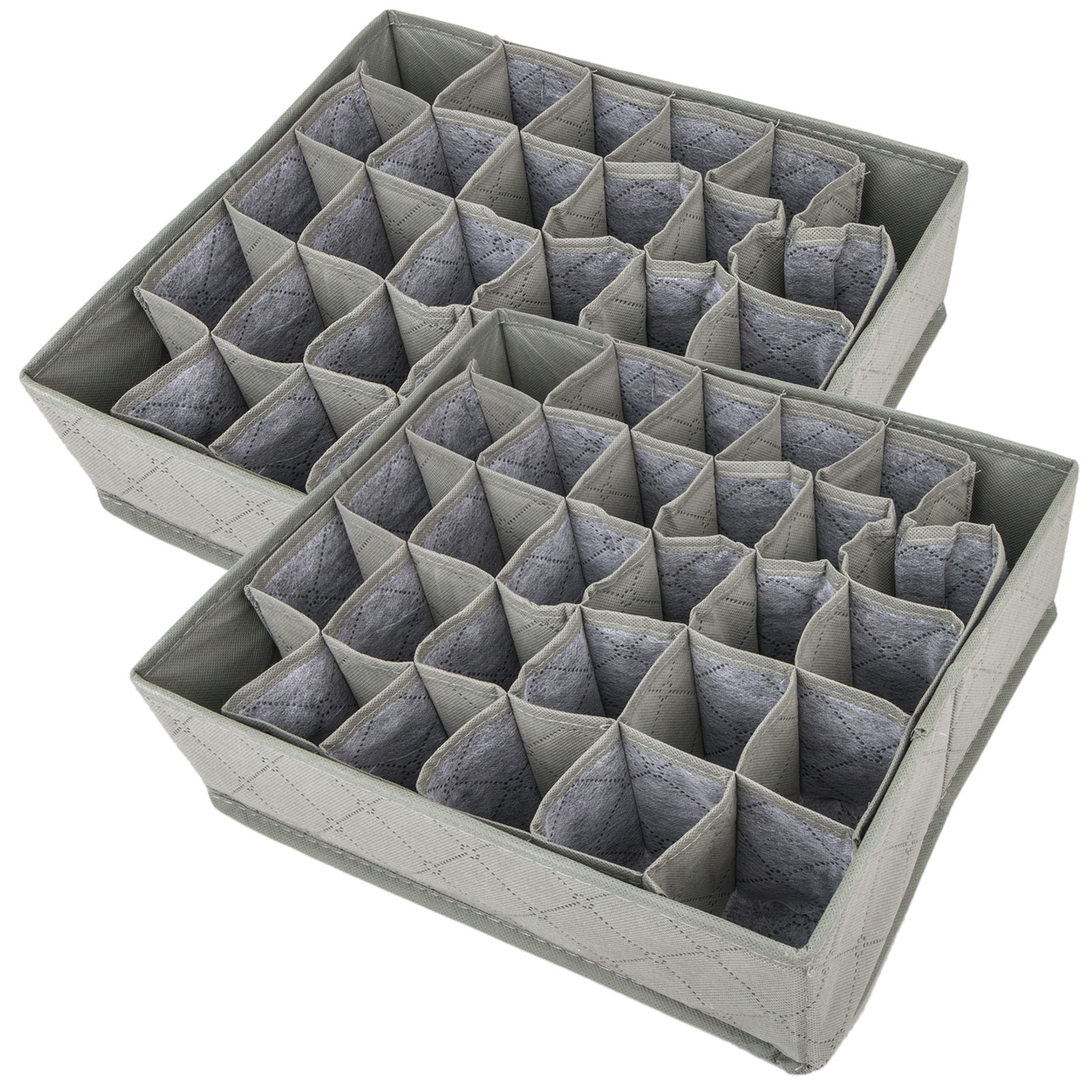 30 Cells Bamboo Charcoal Underwear Ties Sock Storage Drawer Organizer Box 