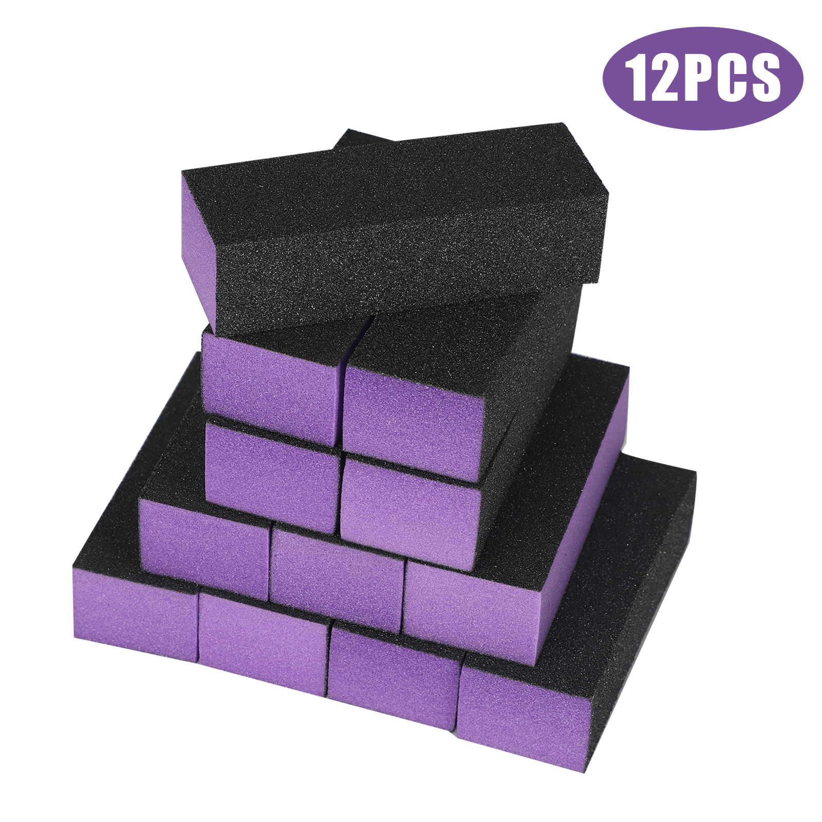 12/24pcs Nail Buffer Block Art Buffing Pedicure Polish Sanding 3-Way 80/100 Grit