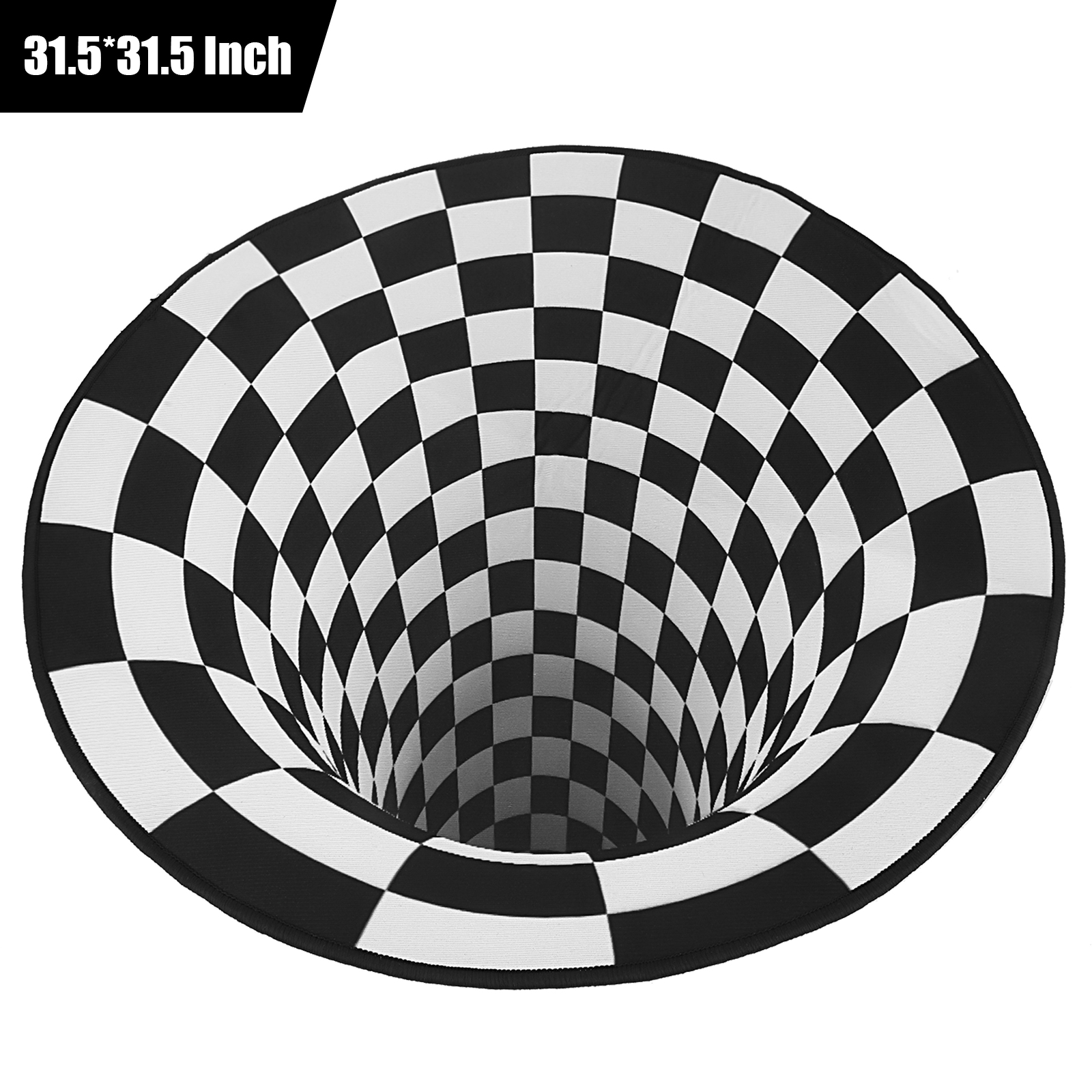 MAGIC~3D Printed Round Vortex Illusion Anti-slip Room Rug Carpet Door Floor Mat 