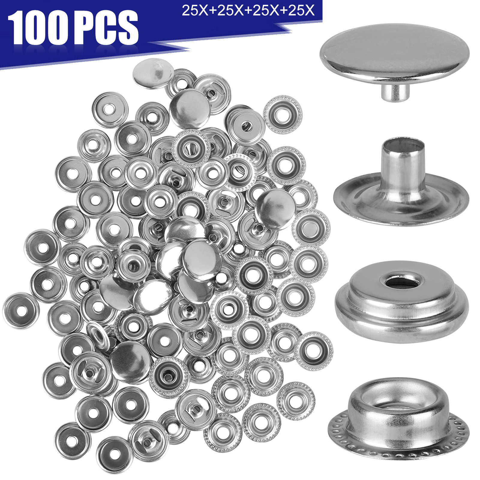 Metal Sewing Button Hollow Prong Ring Press Studs Snap Fasteners