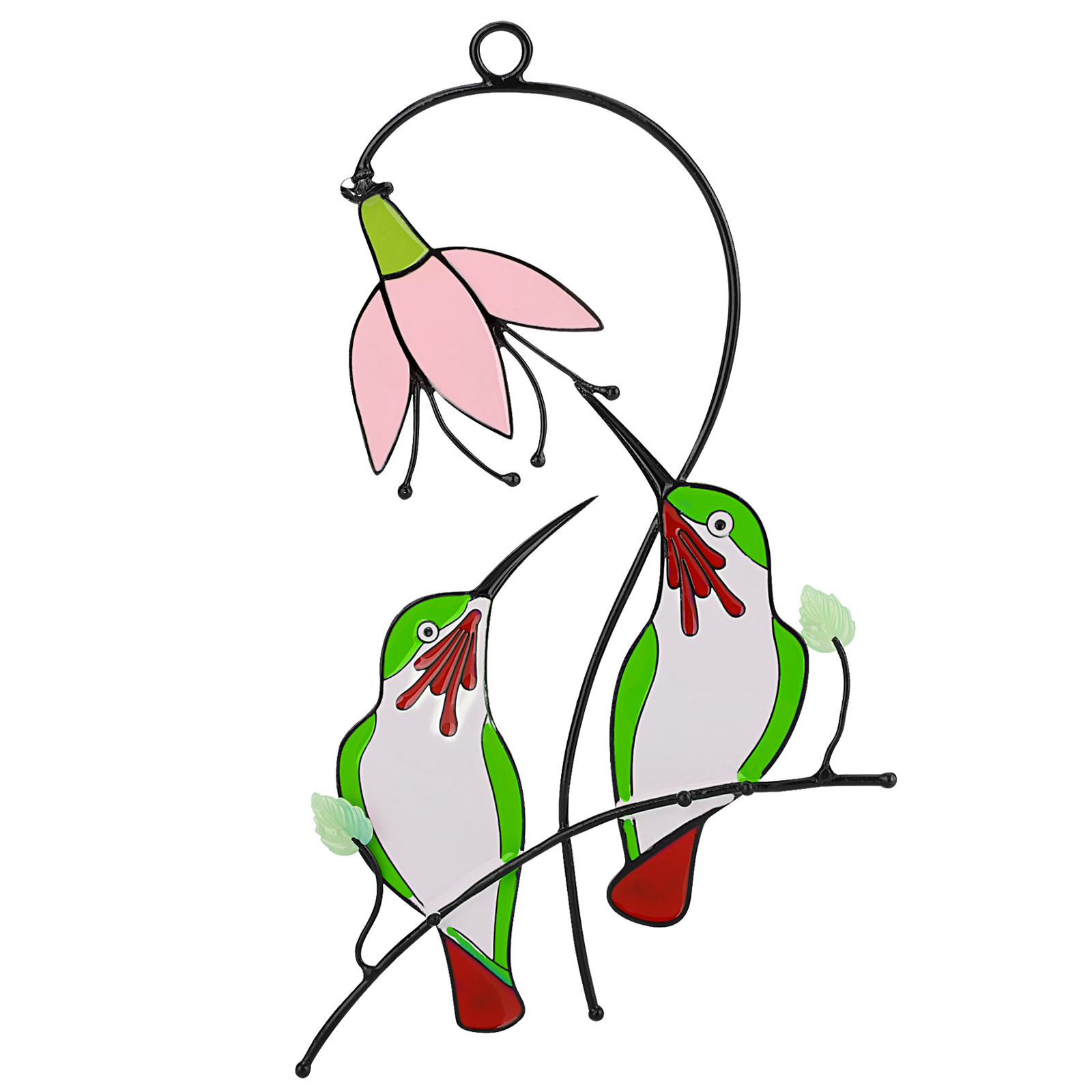 Multicolor Metal Panel Stained Hummingbird Suncatcher Window Hanging Home Decor