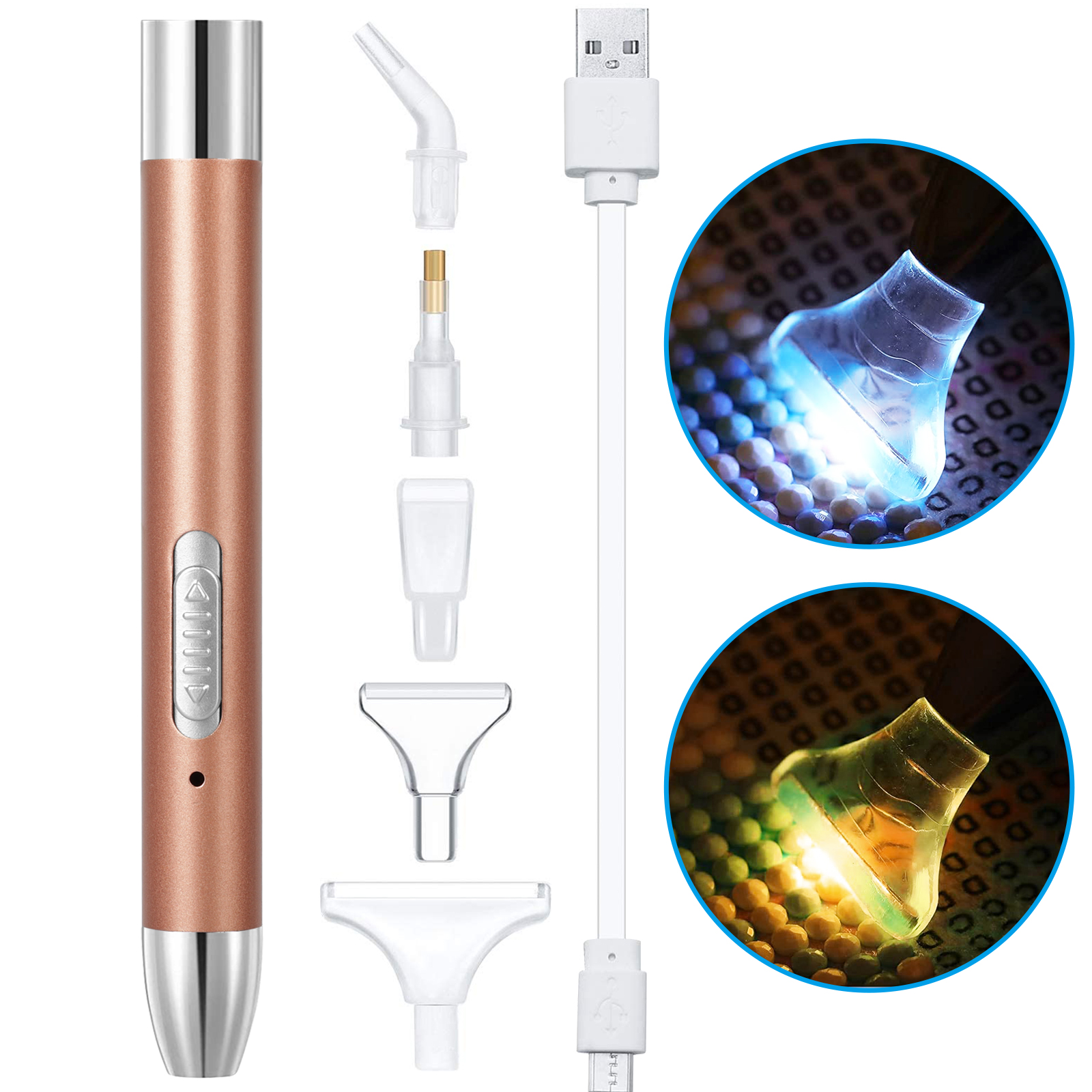 5D Diamond Painting LED Light Pen,2 Light Modes Point Drill Tool Pen Kit  for DIY Diamond Art Crystal Accessories