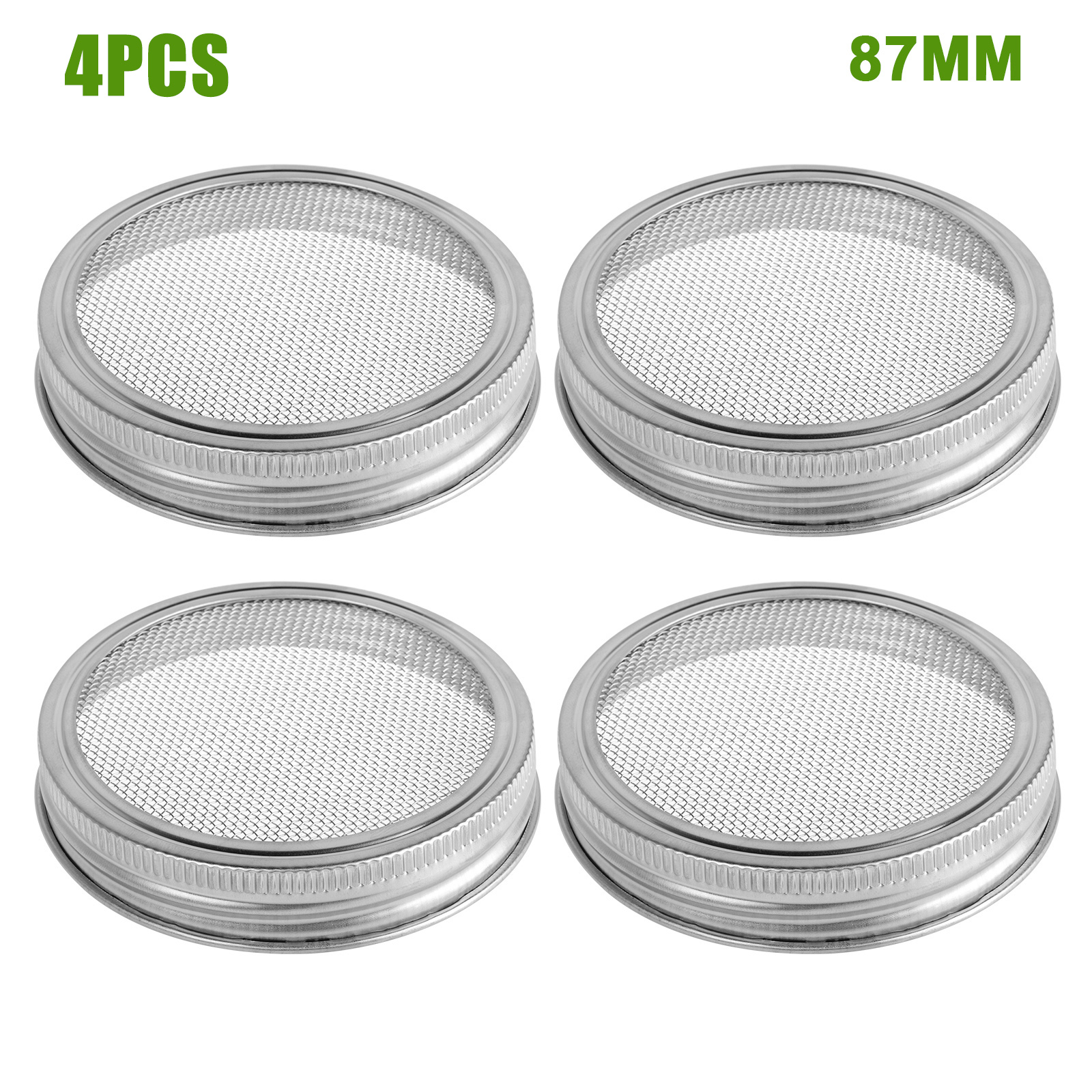 4x Stainless Steel Wide Mouth Mason Jar Net Screen Strainer Filter Sprouting Lid 