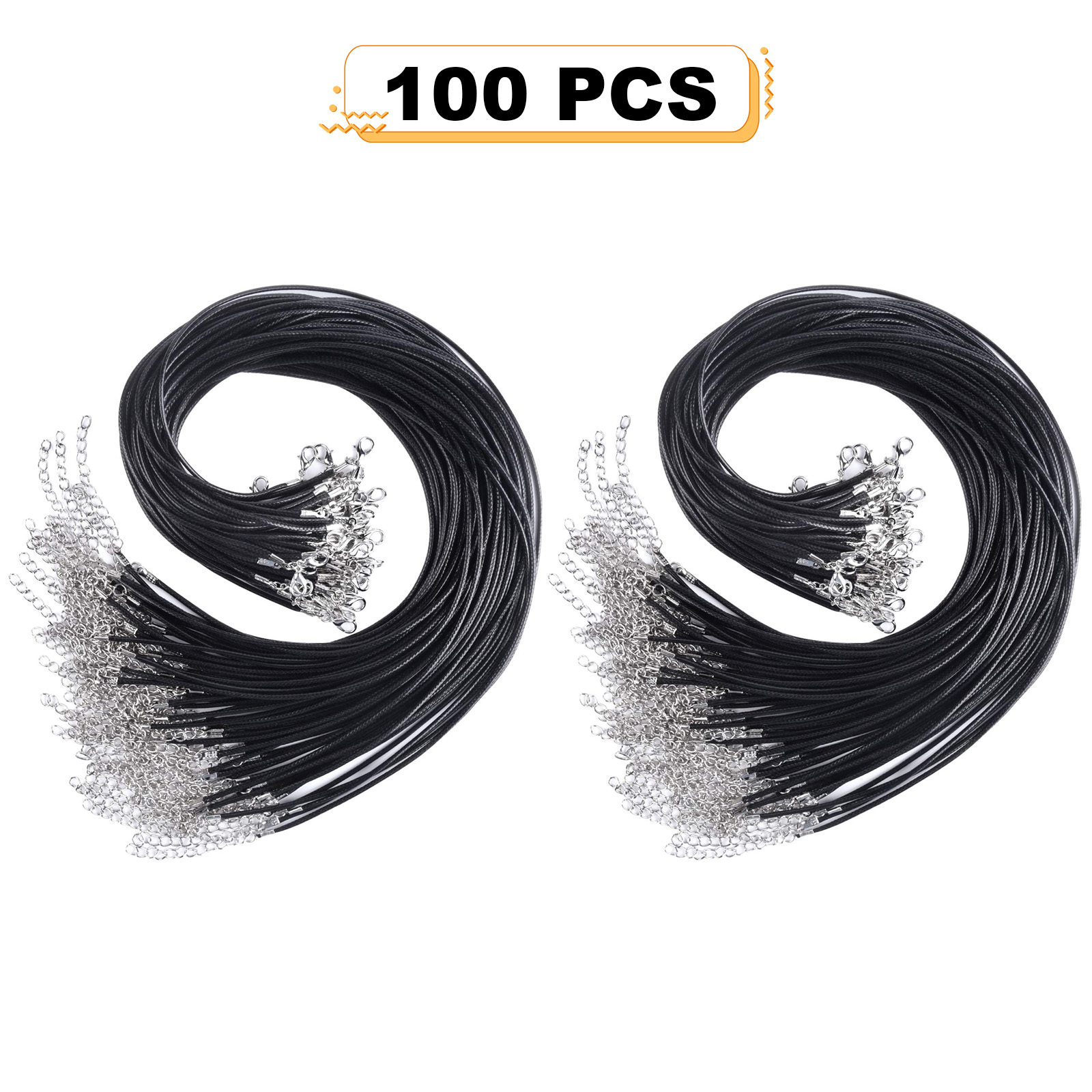 50pcs 18 Black Waxed Necklace Cord, EEEkit 1.5mm Braided Leather Necklace  Chains with Lobster Claw Clasp, Bracelet Pendant Necklace Rope String for  DIY Jewelry Making Accessories 