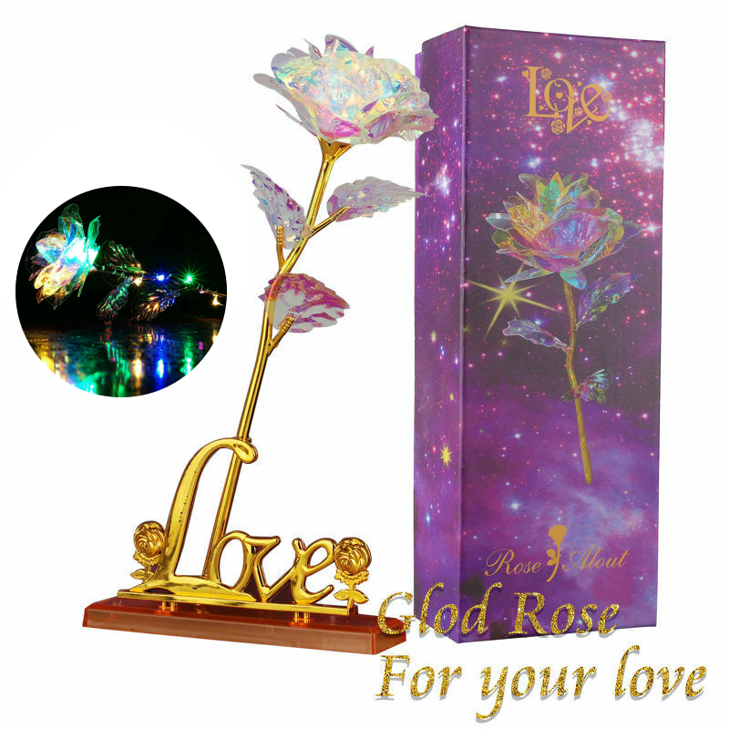 thumbnail 14  - LED Galaxy Enchanted Forever Rose Flower In Dome Glass Night Light Decor Gifts