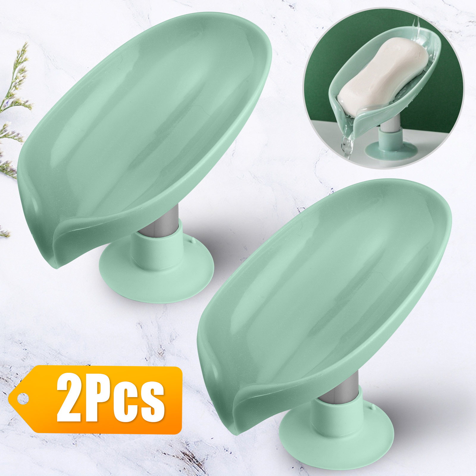 Creative Leaf Shape Soap holder box case drain dish tray cup bathroom shower 