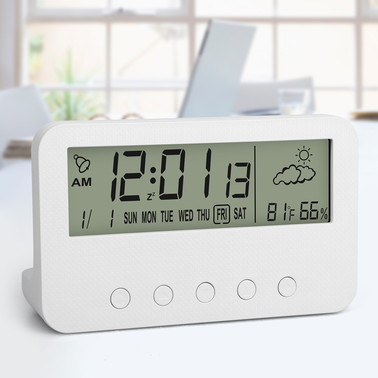 Digital Alarm Clock Weather Thermometer LCD Temperature Humidity Monitor Machine