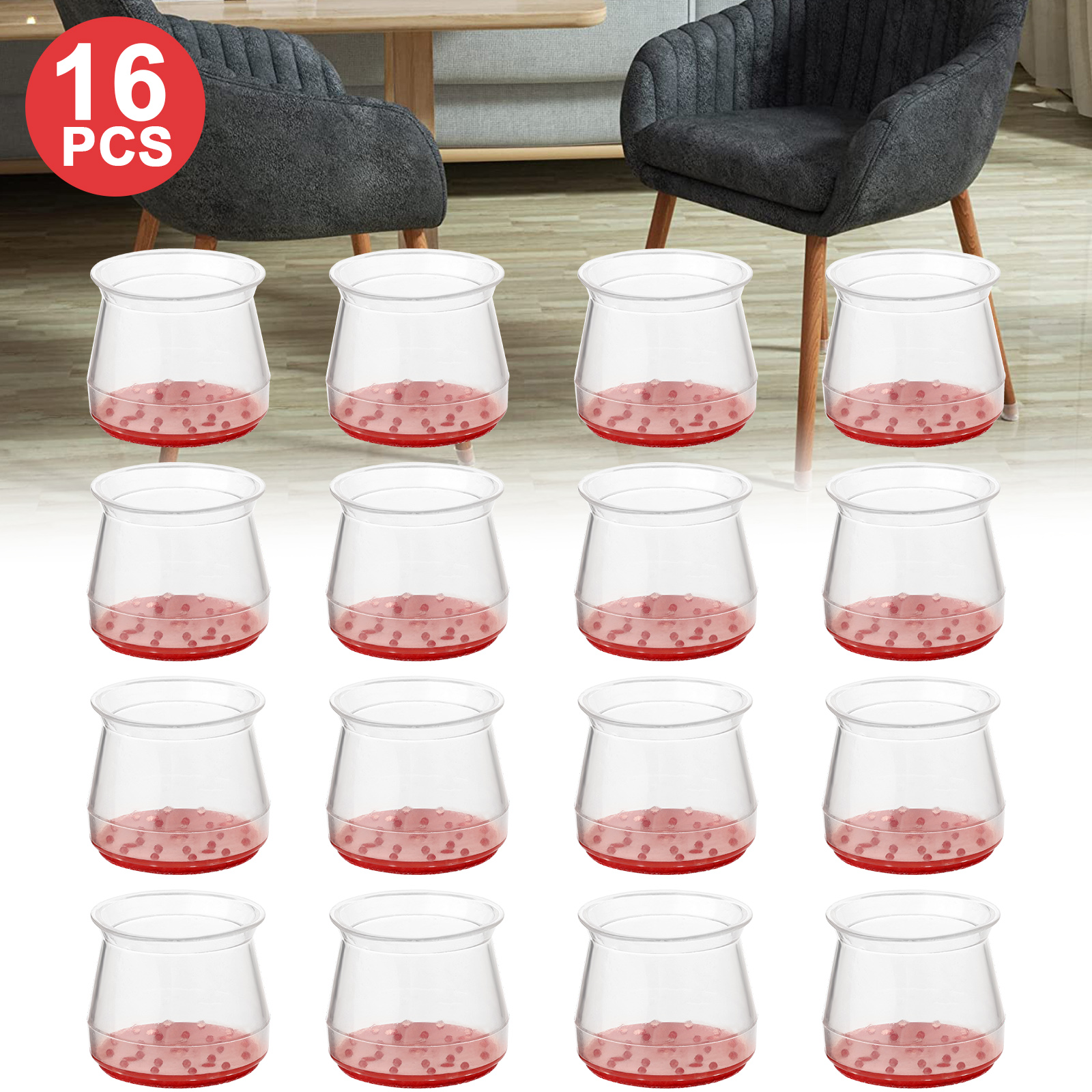 48 Pcs Red Slider Chair Leg Protector For Hardwood Floor Fits All Shape Funiture
