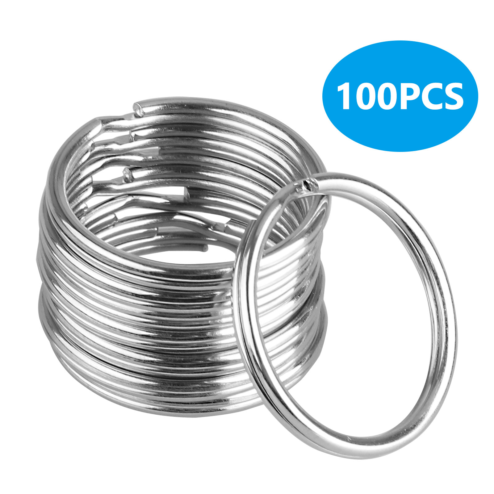 20/100 Pcs Silver Steel Key Rings Chains Split Ring Hoop Metal Loop 25mm 