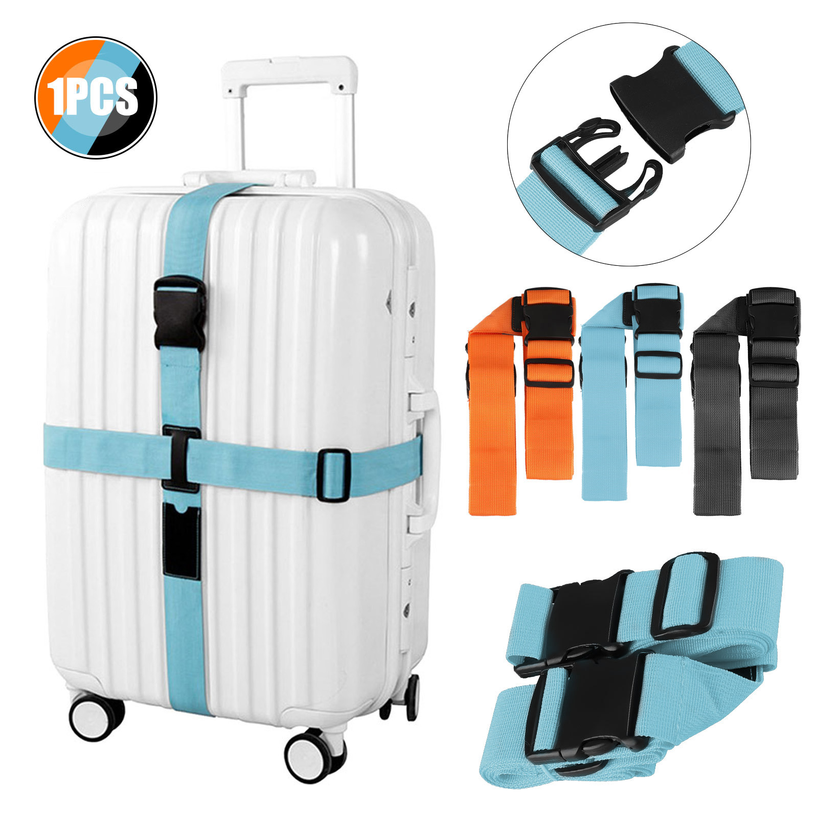 Heavy Duty Adjustable Luggage Strap Long Cross Travel Suitcase Packing ...