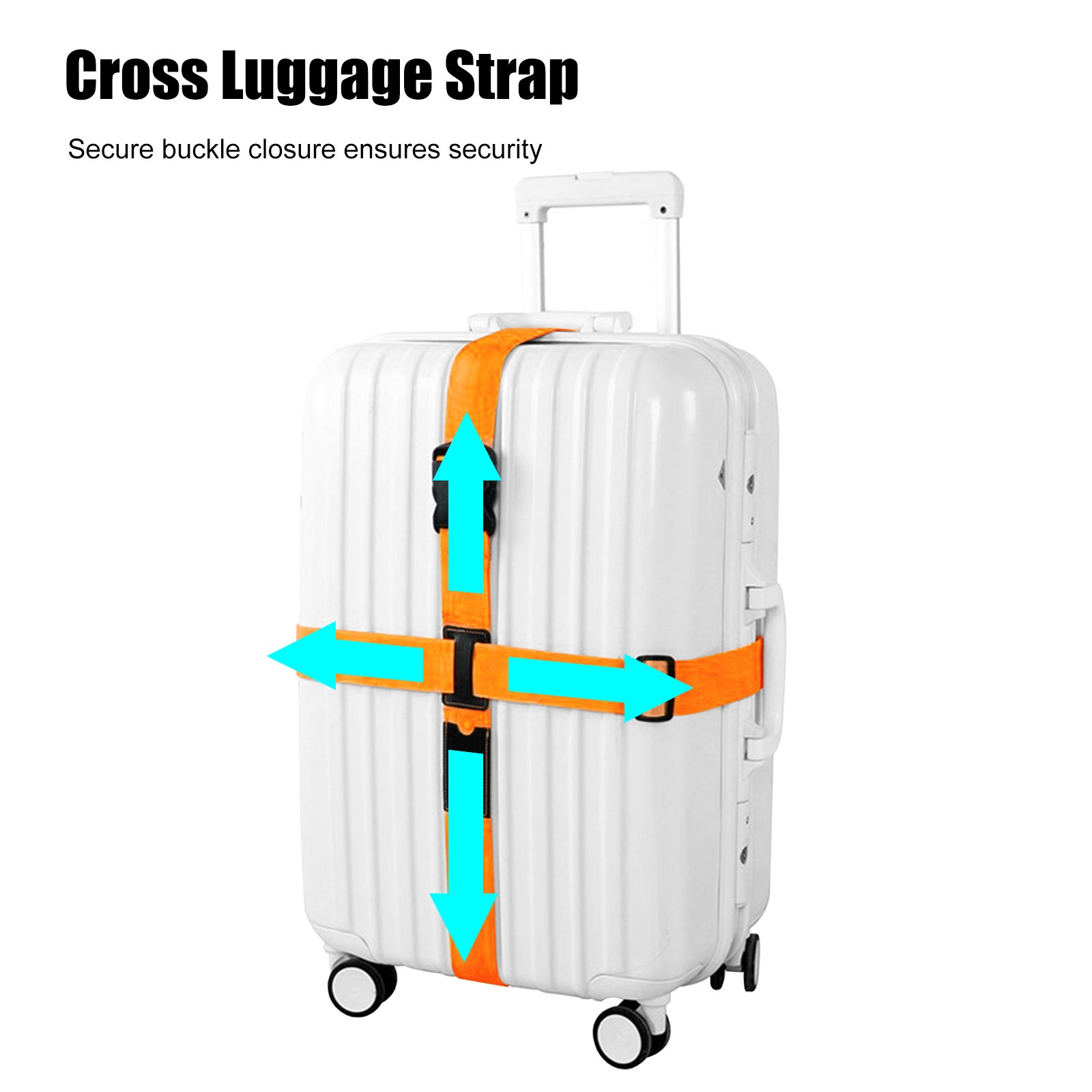 Heavy Duty Adjustable Luggage Strap Long Cross Travel Suitcase Packing