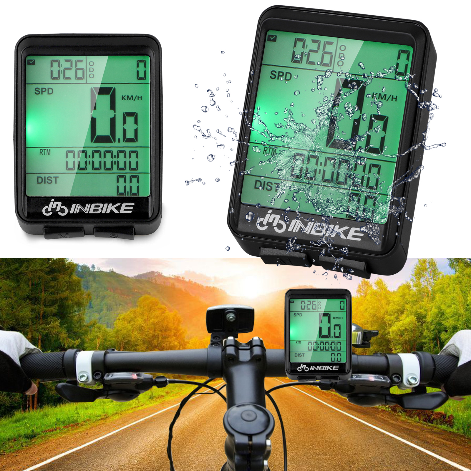 Wireless LCD Bicycle Speedometer Odometer Digital Cycle Computer Waterproof 