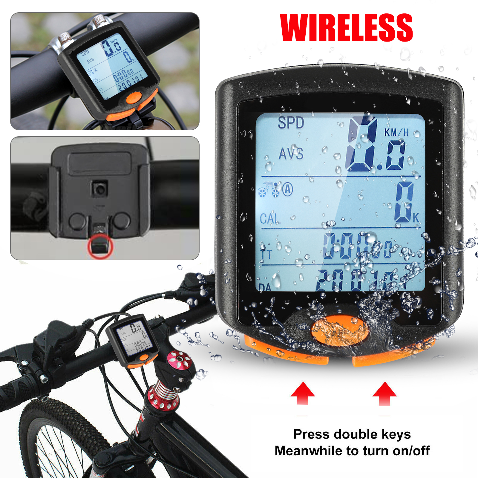 Wireless LCD Digital Cycle Computer Bicycle Bike Speedometer Odometer Waterproof 