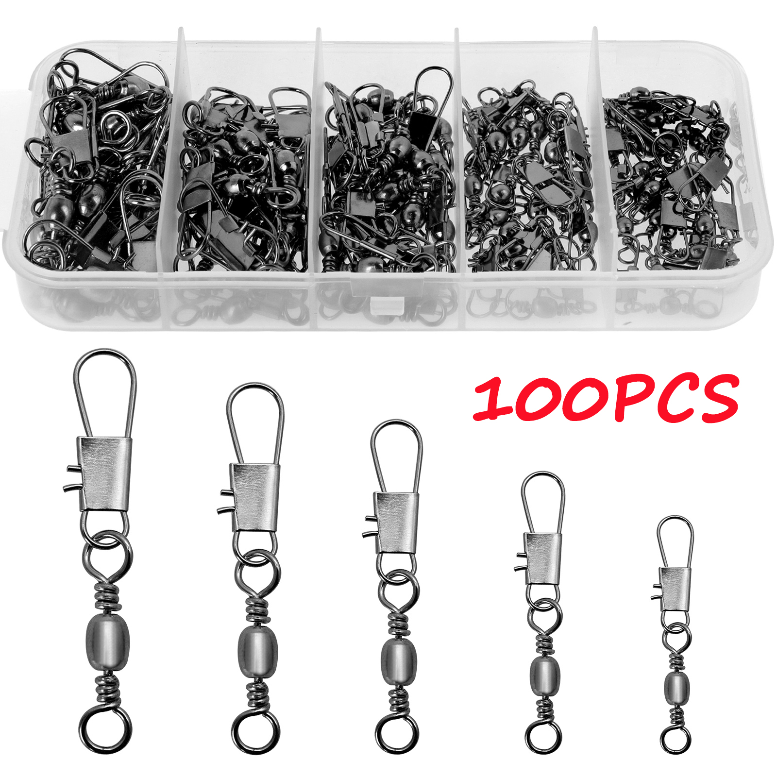 Details about   US 100Pcs Stainless Steel Swivels Fishing Connector Pin Bearing Swivel with Snap 