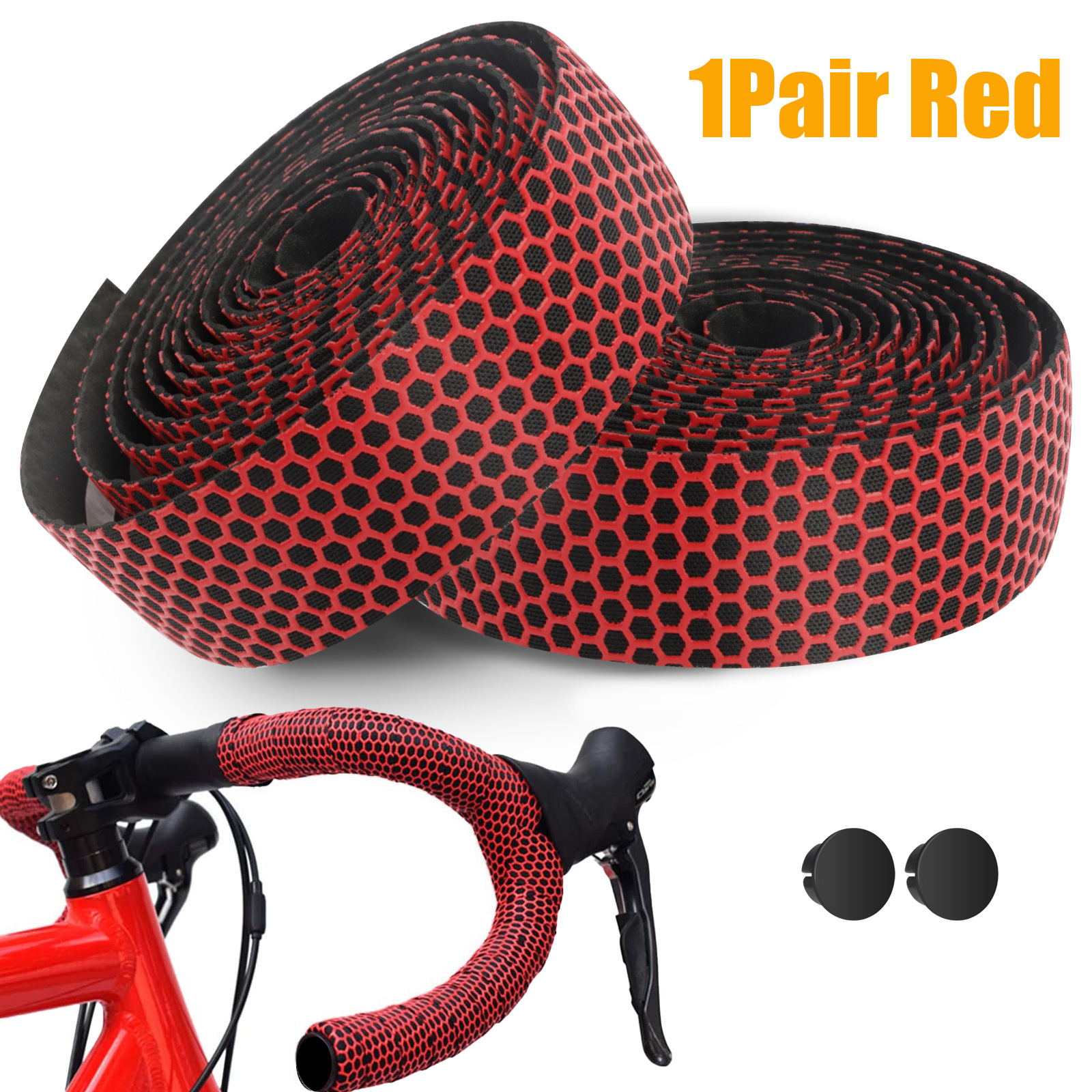 Details about   1Pair Bicycle Non-slip Handle Belt Bike Handlebar Tape Wrap with 2 Bar Plug /Lot 