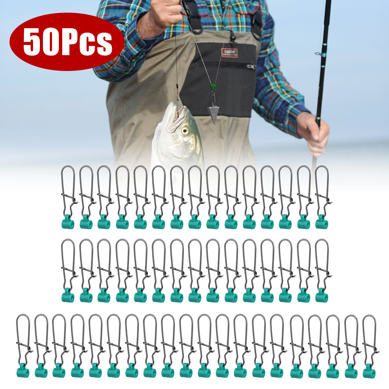 50/100x Heavy Duty Fishing Sinker Slide Swivel Snaps Stainless Steel Fish Finder - Picture 12 of 13