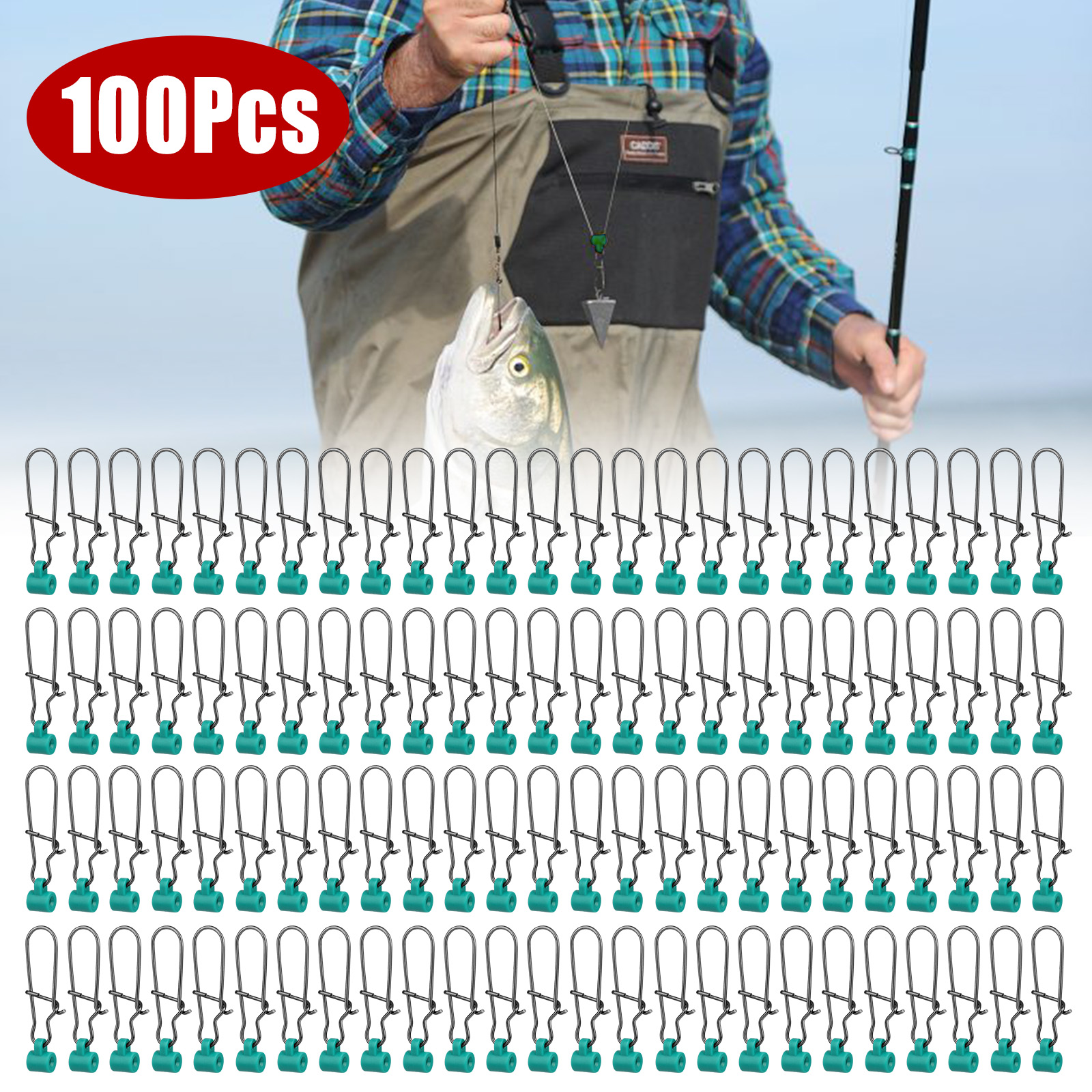50/100x Heavy Duty Fishing Sinker Slide Swivel Snaps Stainless Steel Fish Finder - Picture 11 of 13