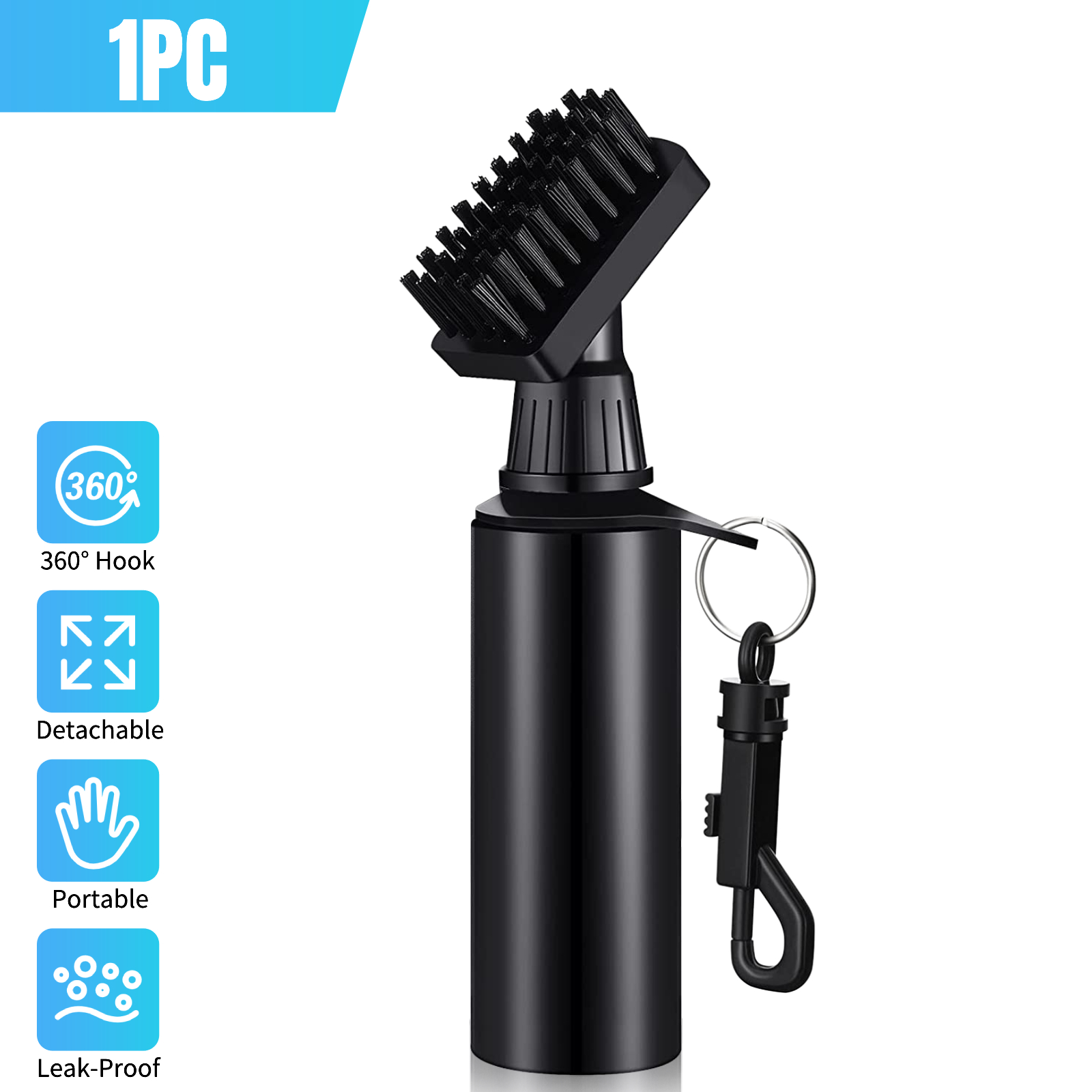 2x Golf Club's Washing Brush Washer Bottle Water Brush Golf Cleaner w/Carabiner