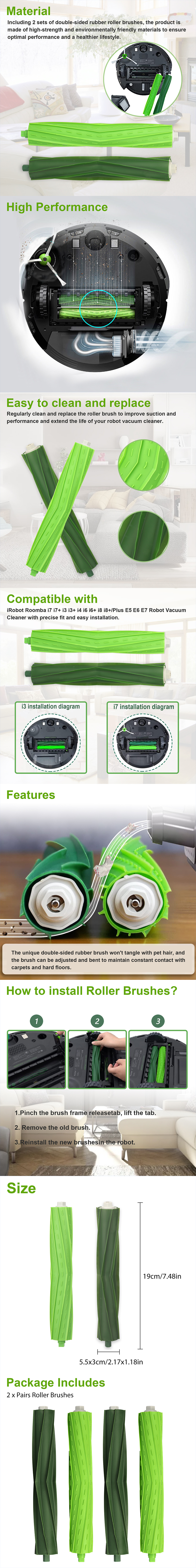 MIRTUX 3 Rolls Compatible with Roomba Series E, i and J