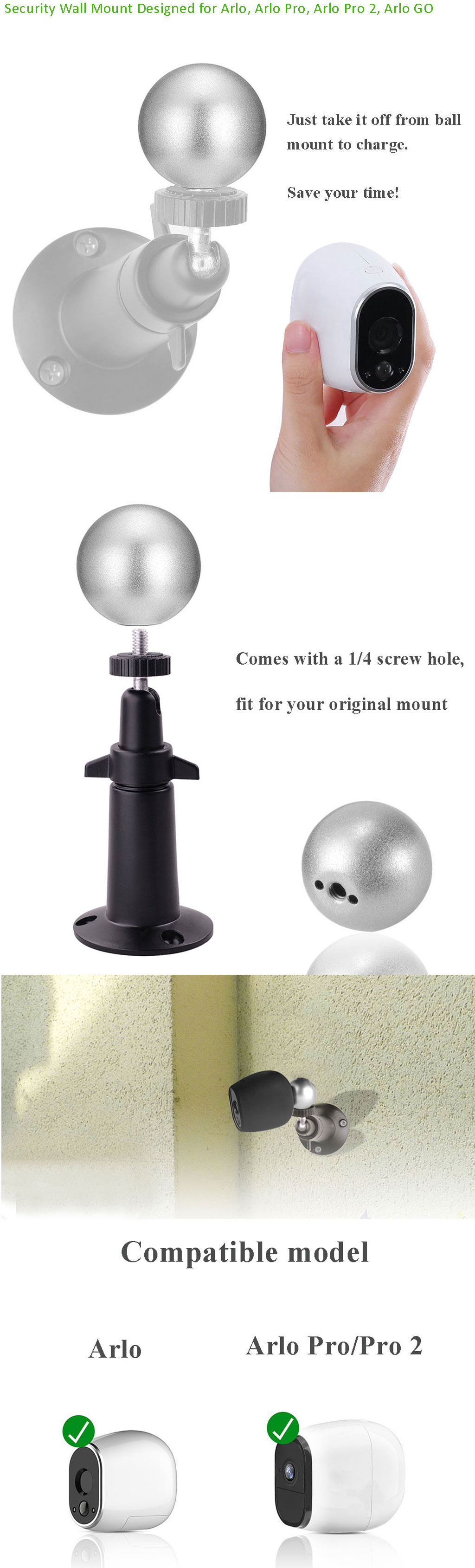 3pack Ball Wall Mount for Arlo, Arlo Pro, Arlo Pro 2 Security